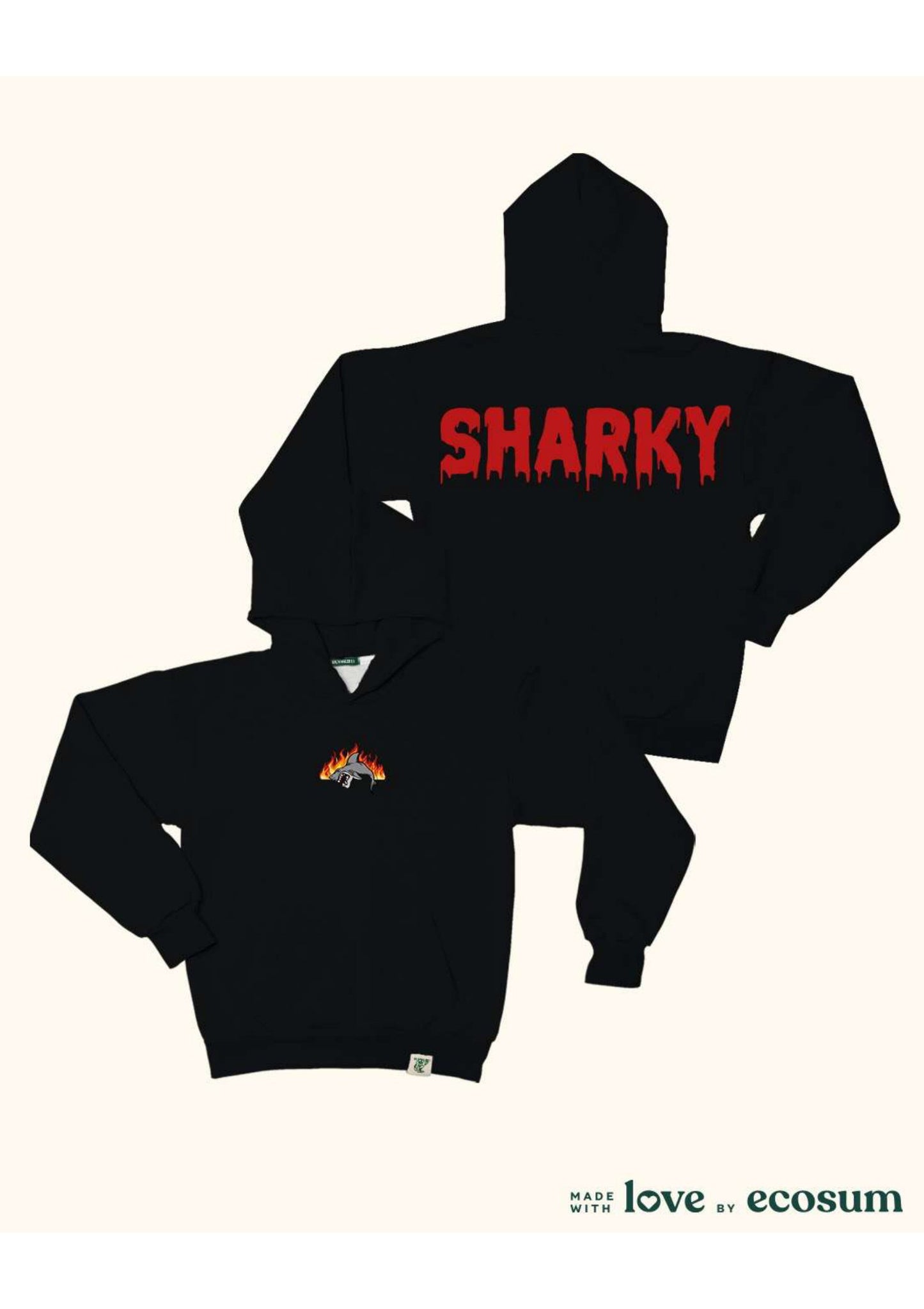 Felpa Hoodie Sharky - front&back